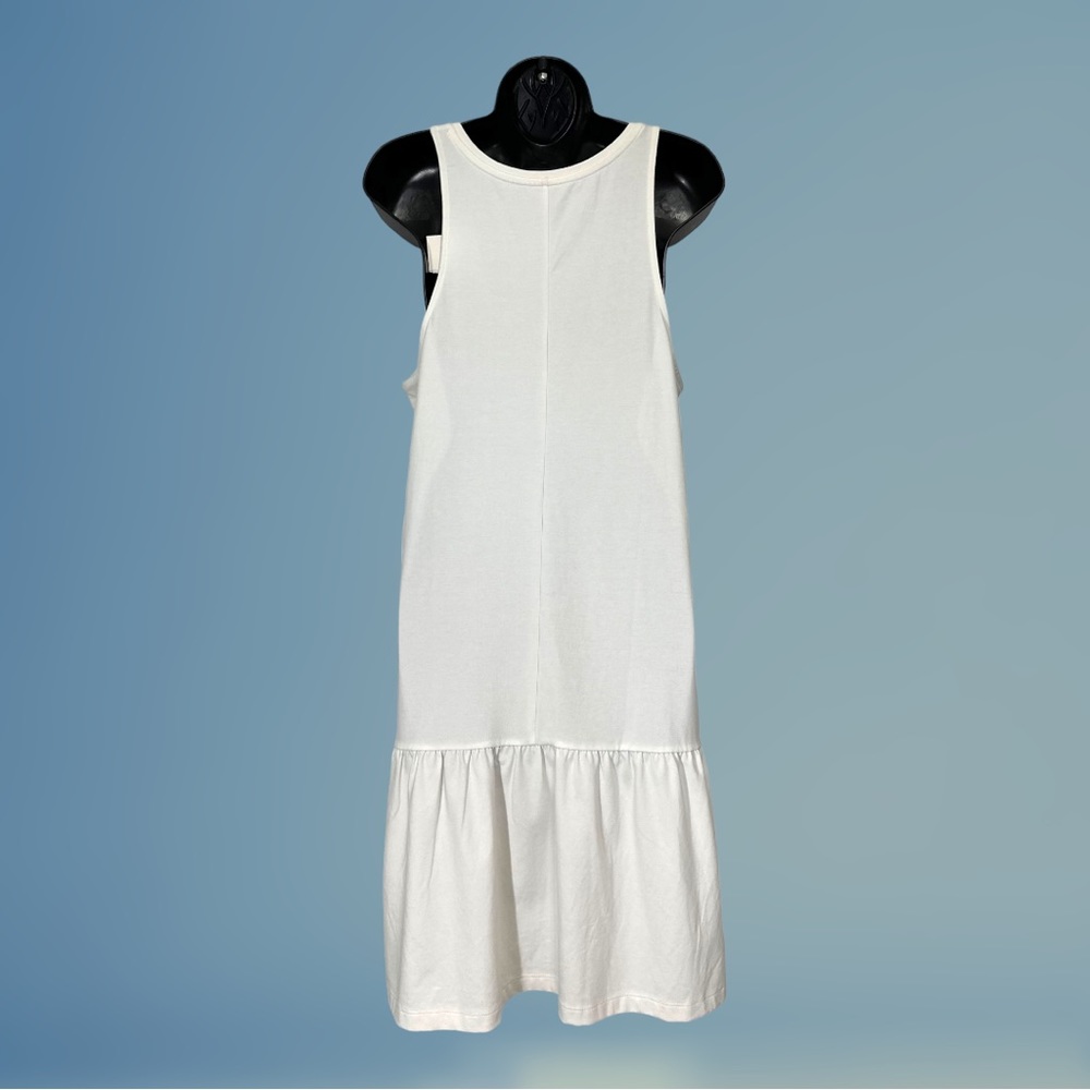 A New Day Solid White Sleeveless Ruffle Hem Dress Size M - Picture 5 of 9